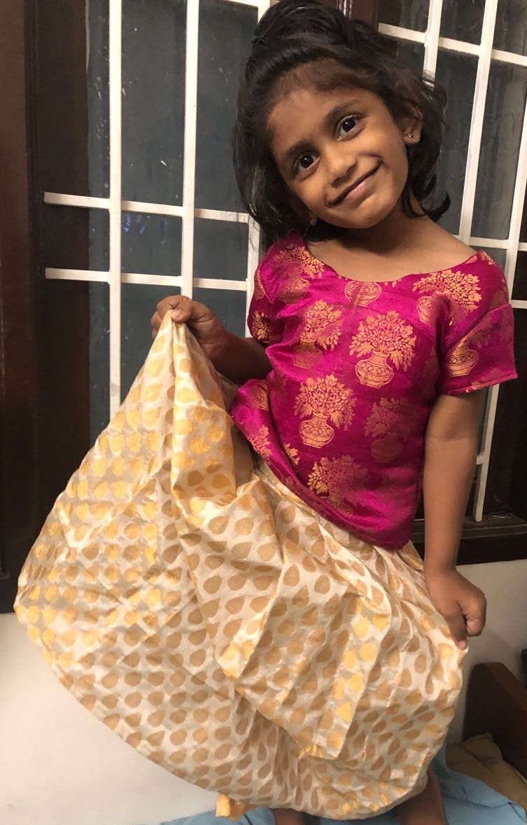 Pavadai and long blouse for kids