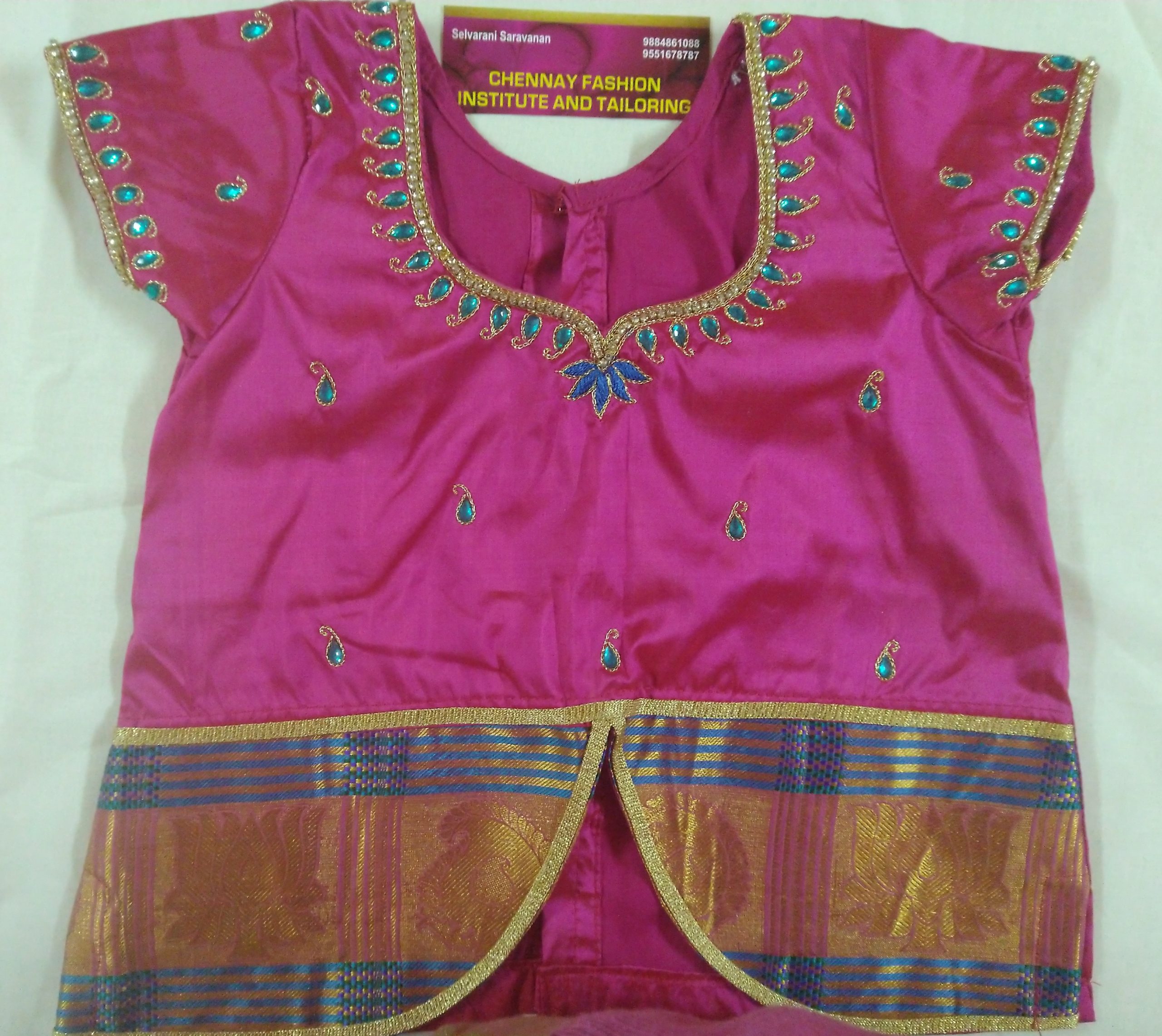 What is Designer Crop top ?. It is nothing but Front neck was designed with aari embroidery work.